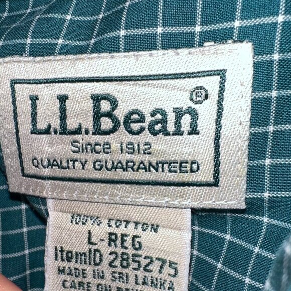L.L. Bean Men's Wrinkle Resistant 100% Cotton Button Down Teal Plaid Size L-Reg - Picture 3 of 4
